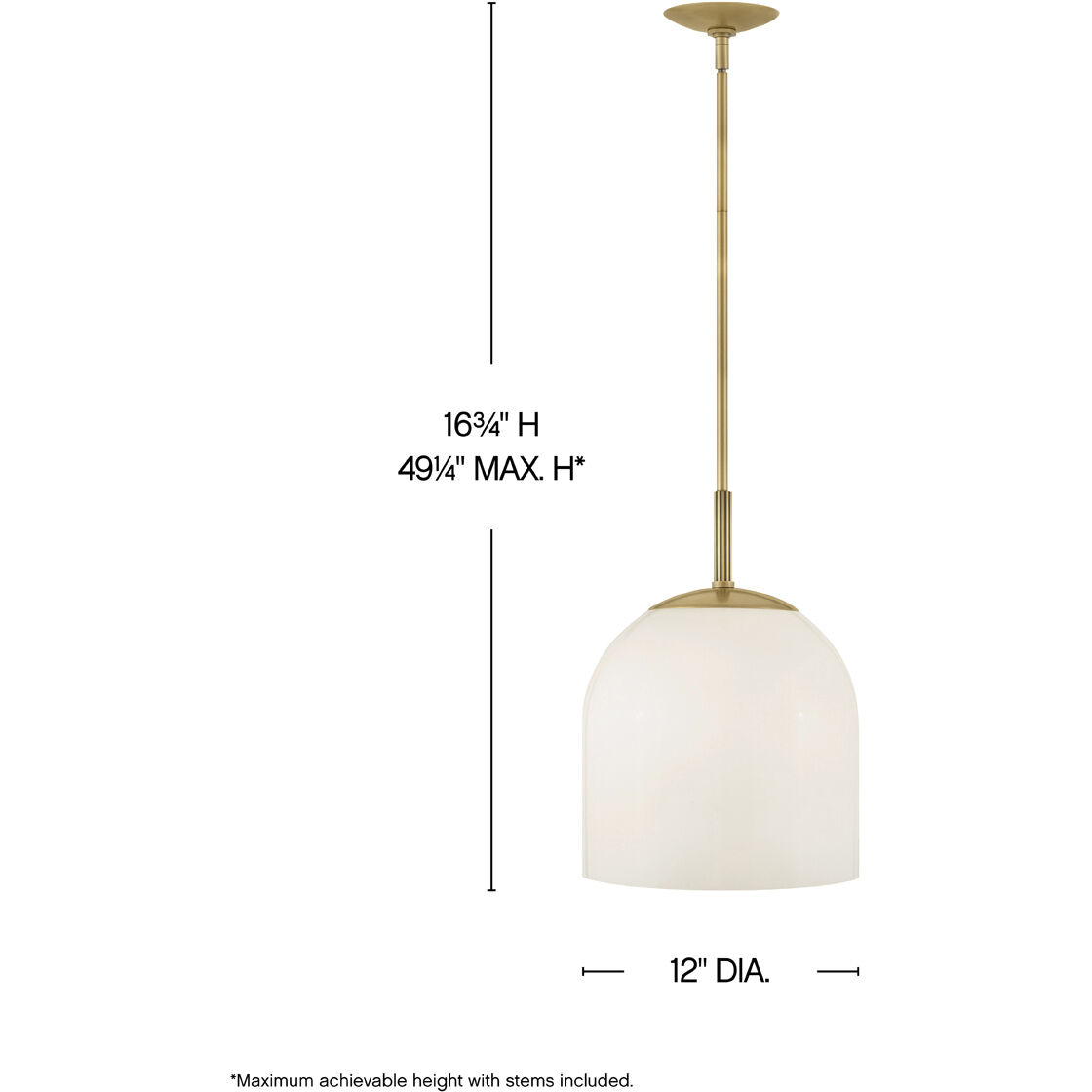 Willa 1 Light 12 inch Heritage Brass Pendant Ceiling Light, Semi-flush Mount